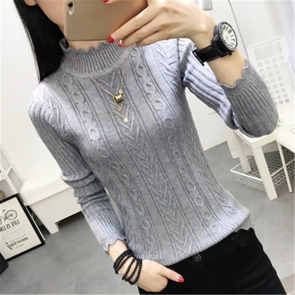 Women's Sweaters Korean autumn winter sweater female half turtleneck long sleeve bottoming Shirt Short slim knit thickened solid twist 221123