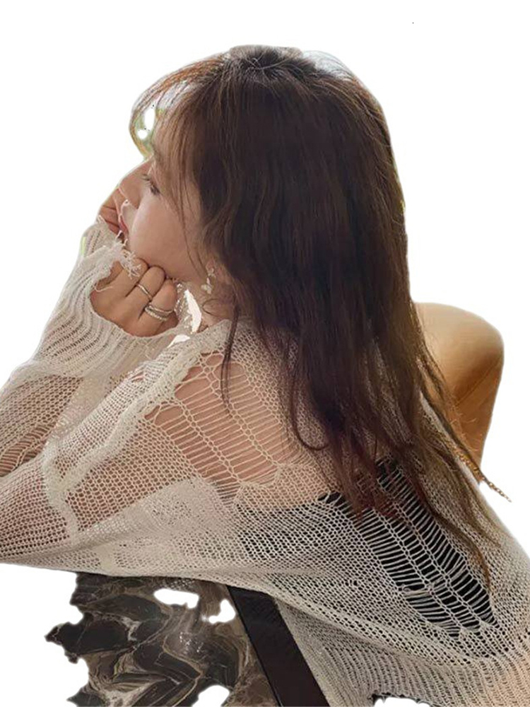 Women's Sweaters Spring Summer Knitted Women Pullover Jumper Hollow Out Autumn Long Sleeve O-Neck Female Casual Ladies Short Top 221123