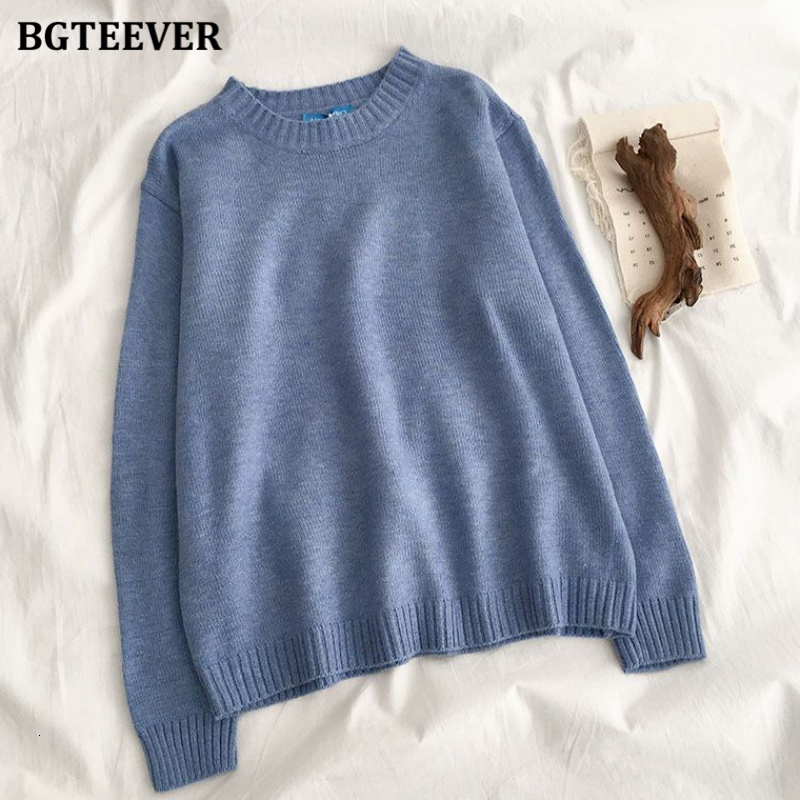 Women's Sweaters BGTEEVER Autumn Winter Basic Knitted Sweater for Women Casual O-neck Loose Solid Female Pullovers Jumpers Knitting Tops 221123