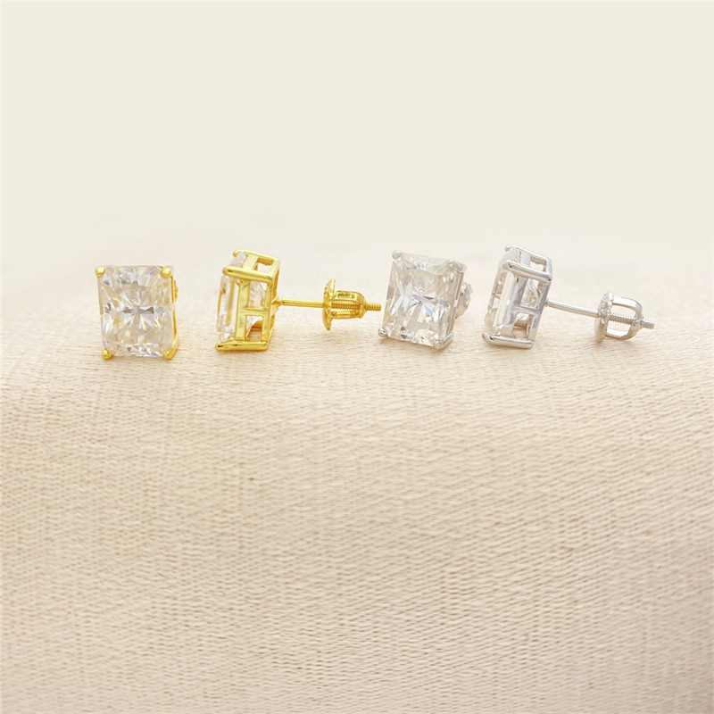 Fashion Trendy Moissanite Diamond Earrings S925 Sterling Silver Studs for Men Women Nice Gift