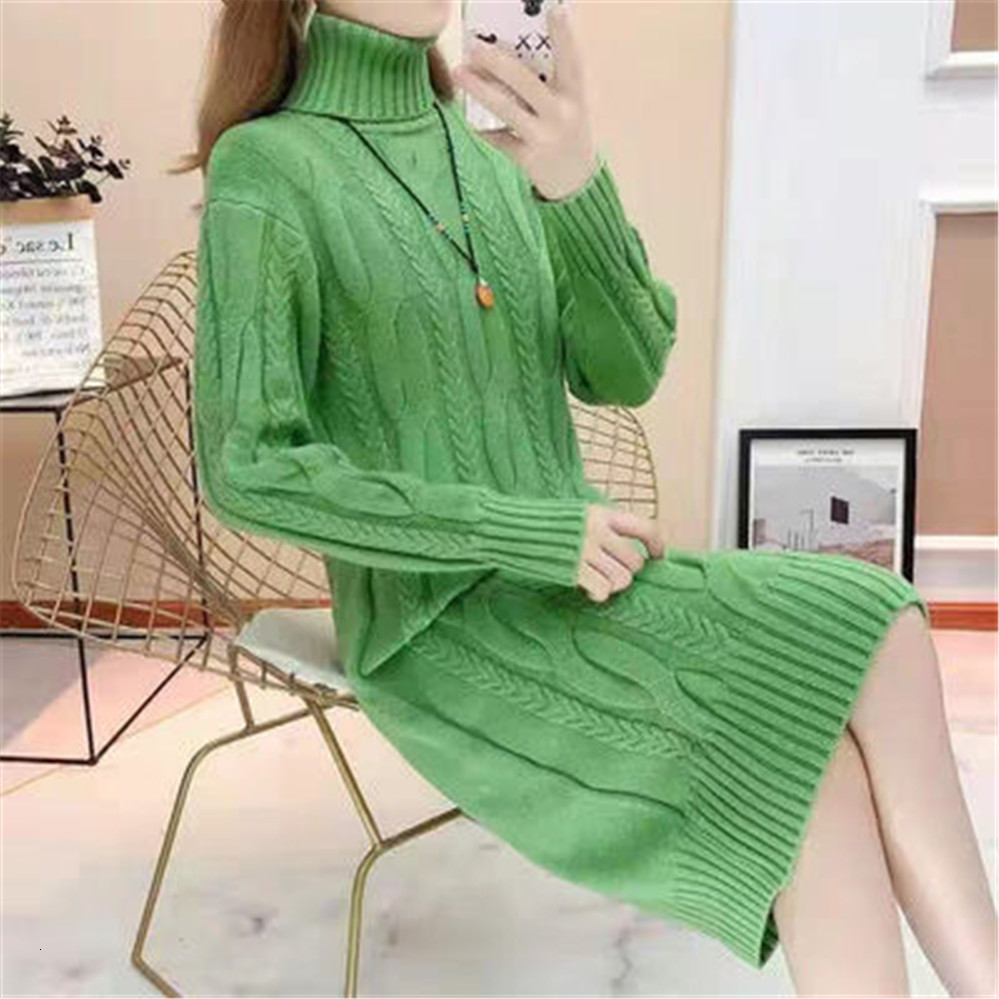 Women's Sweaters Turtleneck Women Sweater Dress Winter Warm Female Jumper Thick Solid Ribbed Long Knitted Pullover Pull Hiver Femme 221123