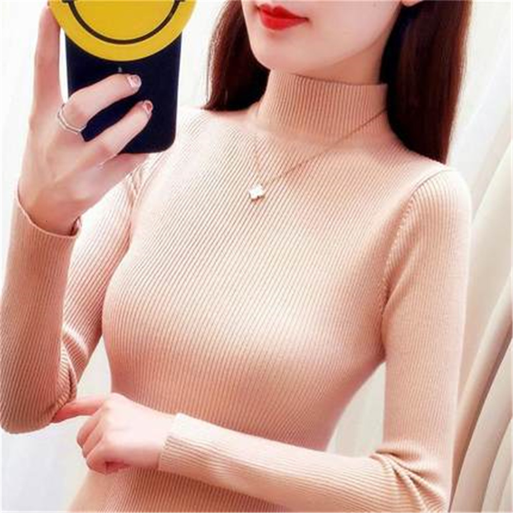 Women's Sweaters Autumn Fashion Elastic Women Sweater Turtleneck Pullovers Long Sleeve Korean Slim Solid Jumper Casual Basic Pull Femme S-4XL 221
