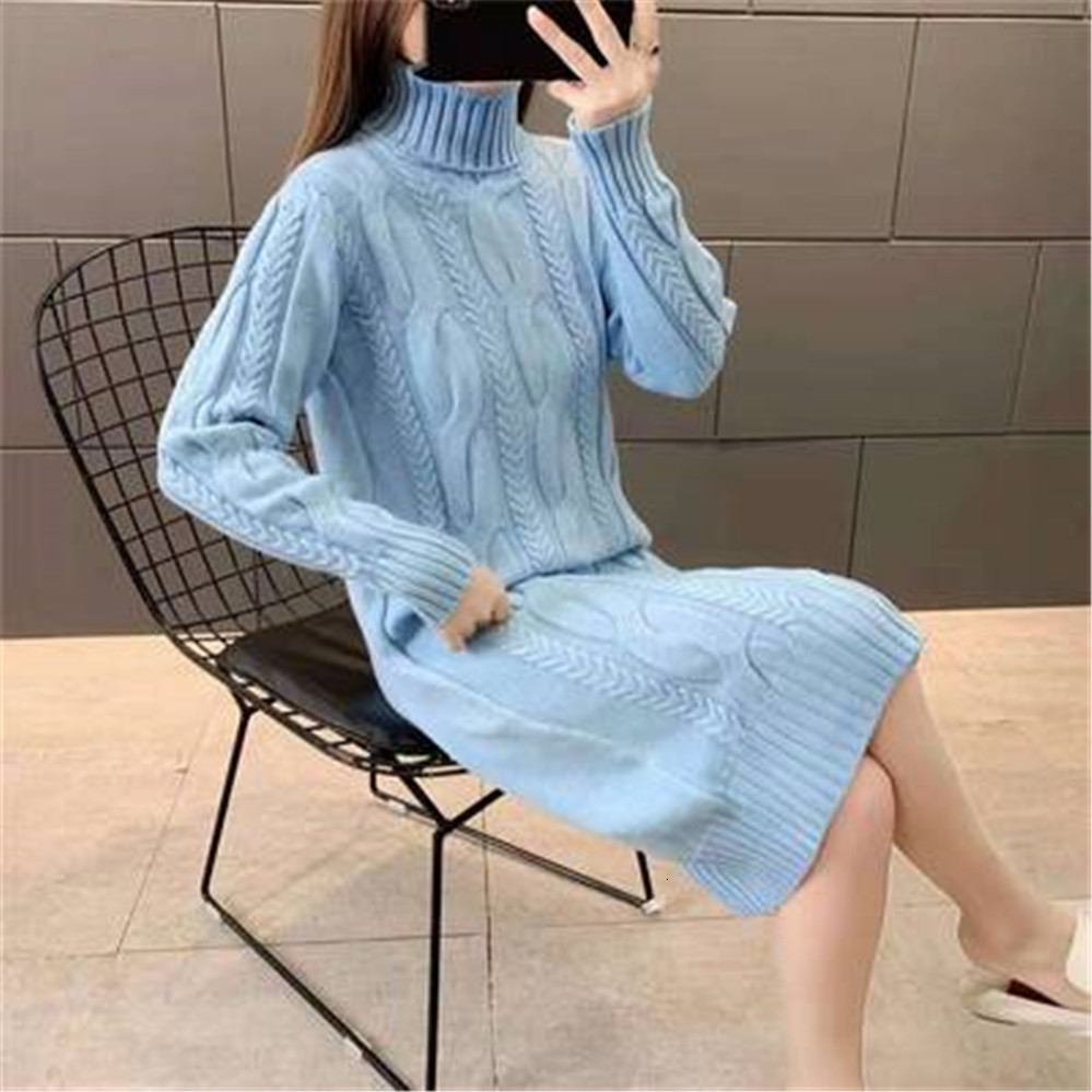 Women's Sweaters Turtleneck Women Sweater Dress Winter Warm Female Jumper Thick Solid Ribbed Long Knitted Pullover Pull Hiver Femme 221123
