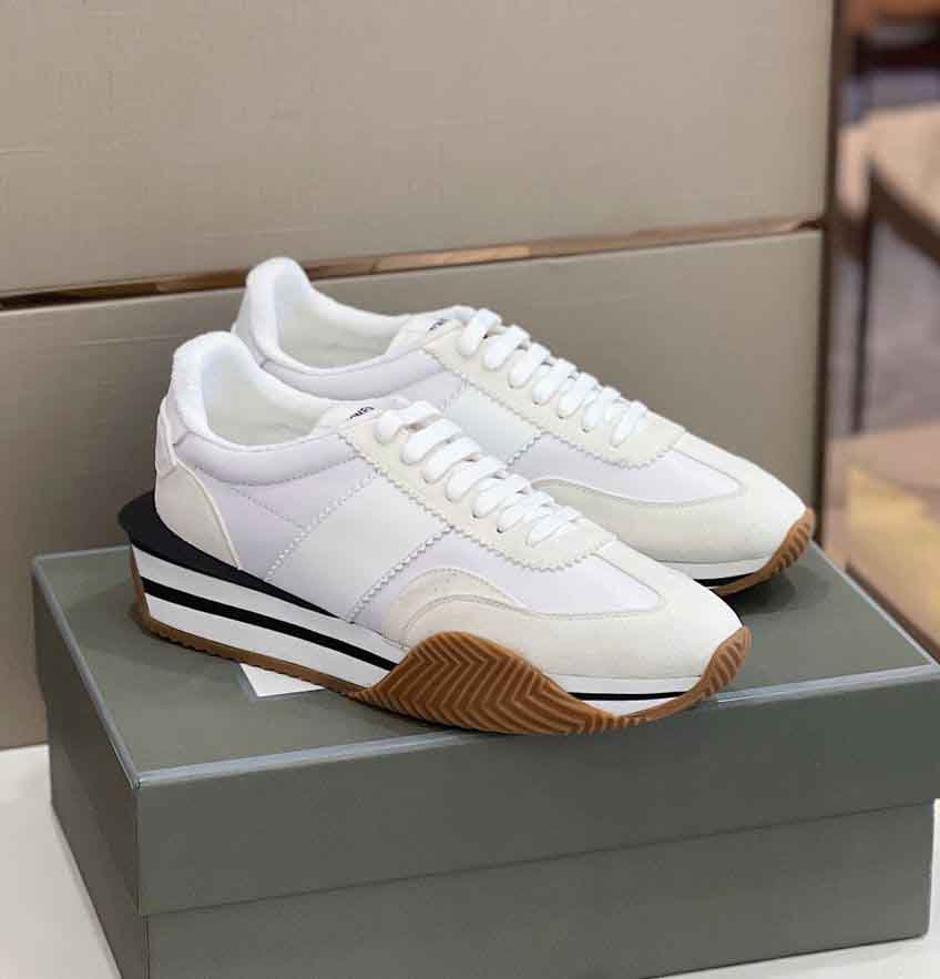 23S/S Top Design James Sneaker Shoes Men Side Stripe Suede & Nylon Skateboard Walking Luxury Chunky Rubber Sole Lace Up Sports EU38-46 Original Box