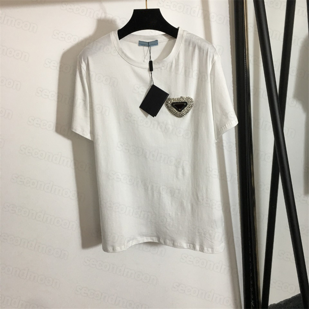 Shiny Rhinestone T Shirts Crew Neck White Tee Metal Badge T Shirt Breathable Short Sleeve Womens Tees
Shiny Rhinestone T Shirts Crew Neck White Tee Metal Badge T Shirt Breathable Short Sleeve Womens Tees