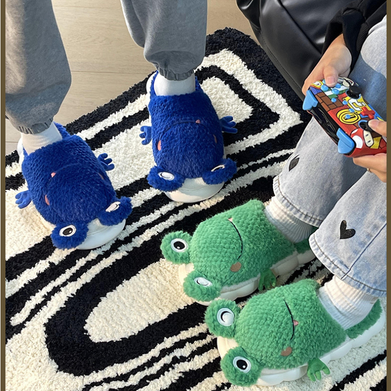 Slippers Frog Winter Cotton Non-slip Home Shoes Cartoon Cute Couple New Warm Wholesale Chaussure Femme 221122