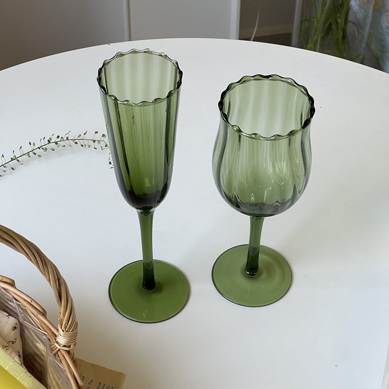 Wine Glasses Vintage Flower Shaped Cocktail Champagne Whisky Goblet Large Capacity Handmade Juice Wine Glass Cup Decor Home el Wine Cup R250425