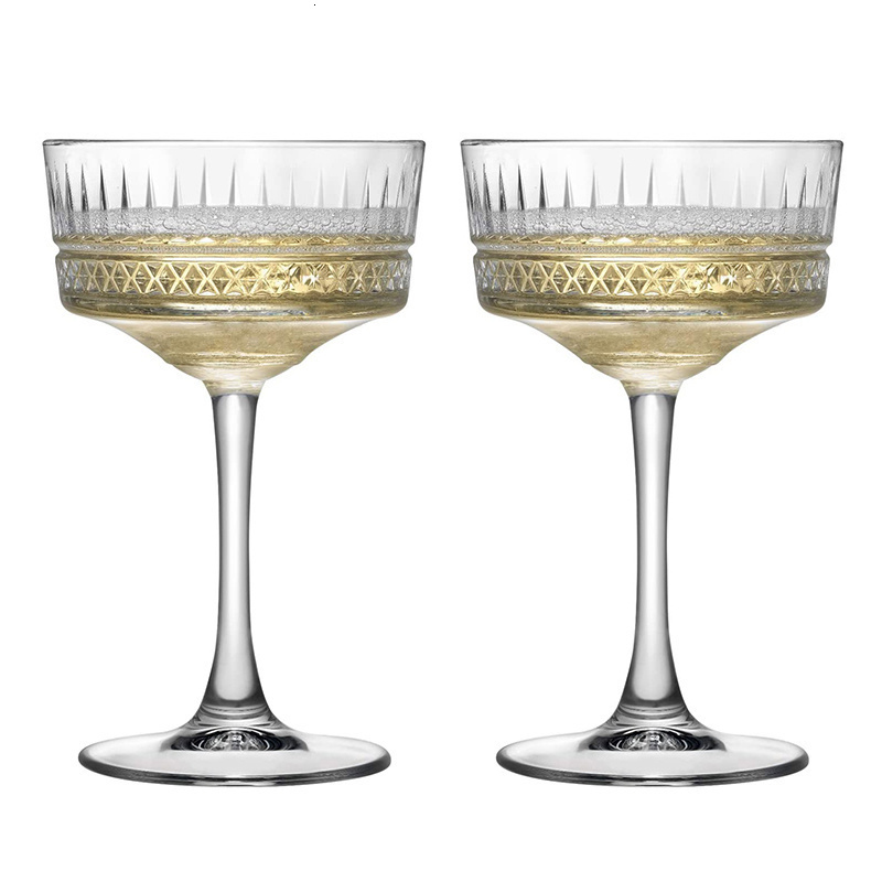 2025 new Wine Glasses 2 Pcs Vintage Engraving Wedding Party Champagne Coupes Martini Goblet Glass tail Ice Cream Dessert Cups Glassware