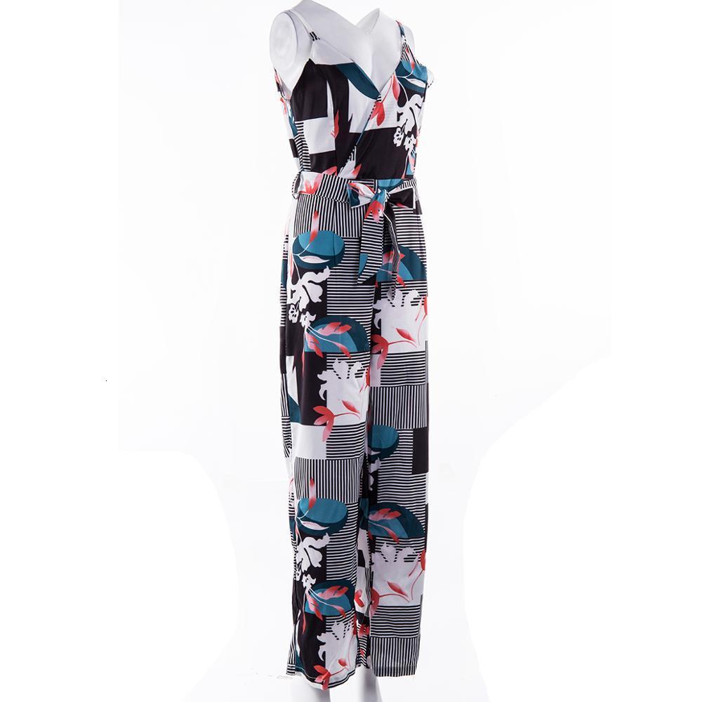 Women's Jumpsuits Rompers Women Boho Romper Floral Casual Summer Jumpsuit Bodysuit Sleeveless Loose Long Pants Trousers Holiday Beach Female Over