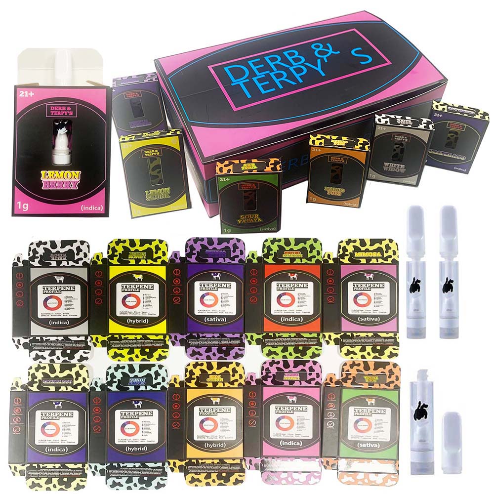Sample new Derb &Terpy Full Ceramic Glass Vape Cartridges Atomizers Vapes Carts 510 Thread thick oil Vaporizer 1ml Empty Tank Press in tips with packaging 10 flavors
Sample new Derb &Terpy Full Ceramic Glass Vape Cartridges Atomizers Vapes Carts 510 Thread thick oil Vaporizer 1ml Empty Tank Press in tips with packaging 10 flavors