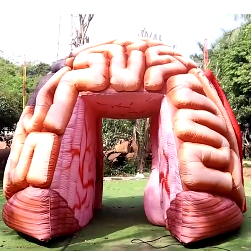 Lifelike 4m giant inflatable brain model colorful promotional fearful cerebrum tunnel tent for medical display
