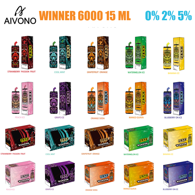 AIVONO AIM Winner 6000 Puff Vape Disposable E-cigarettes 15ml pods desechables 600Mah Rechargeable Battery Mesh Coil
AIVONO AIM Winner 6000 Puff Vape Disposable E-cigarettes 15ml pods desechables 600Mah Rechargeable Battery Mesh Coil