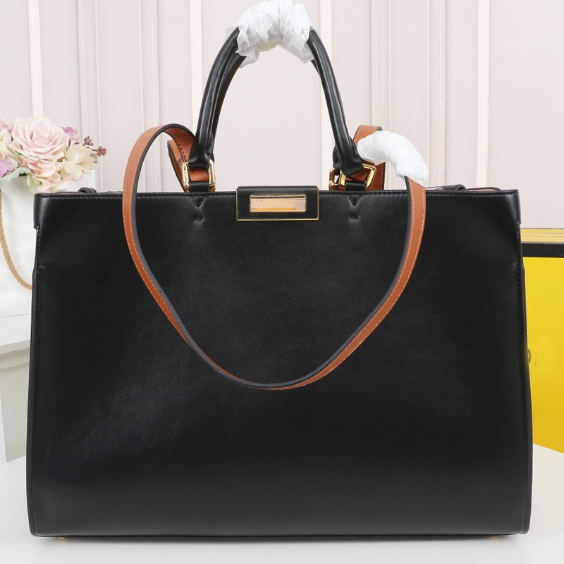 Large Capacity Tote Bag Calfskin Leather Shopping Bags Women Handbag Purse Patchwork Color Handle Inside Pocket Classic Twist Lock Shoulder Handbags, Black
Large Capacity Tote Bag Calfskin Leather Shopping Bags Women Handbag Purse Patchwork Color Handle Inside Pocket Classic Twist Lock Shoulder Handbags, Black