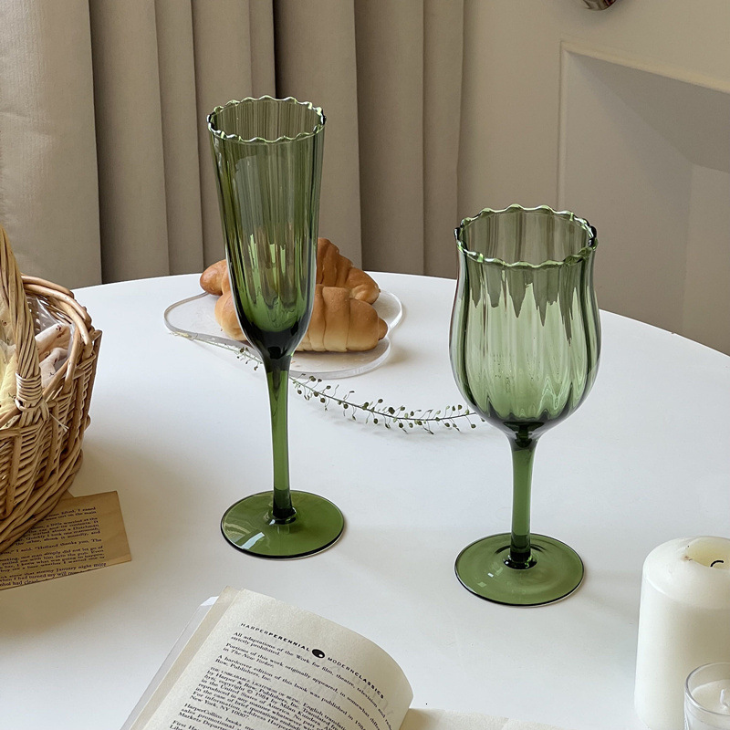 Wine Glasses Vintage Flower Shaped Cocktail Champagne Whisky Goblet Large Capacity Handmade Juice Wine Glass Cup Decor Home el Wine Cup R250425
