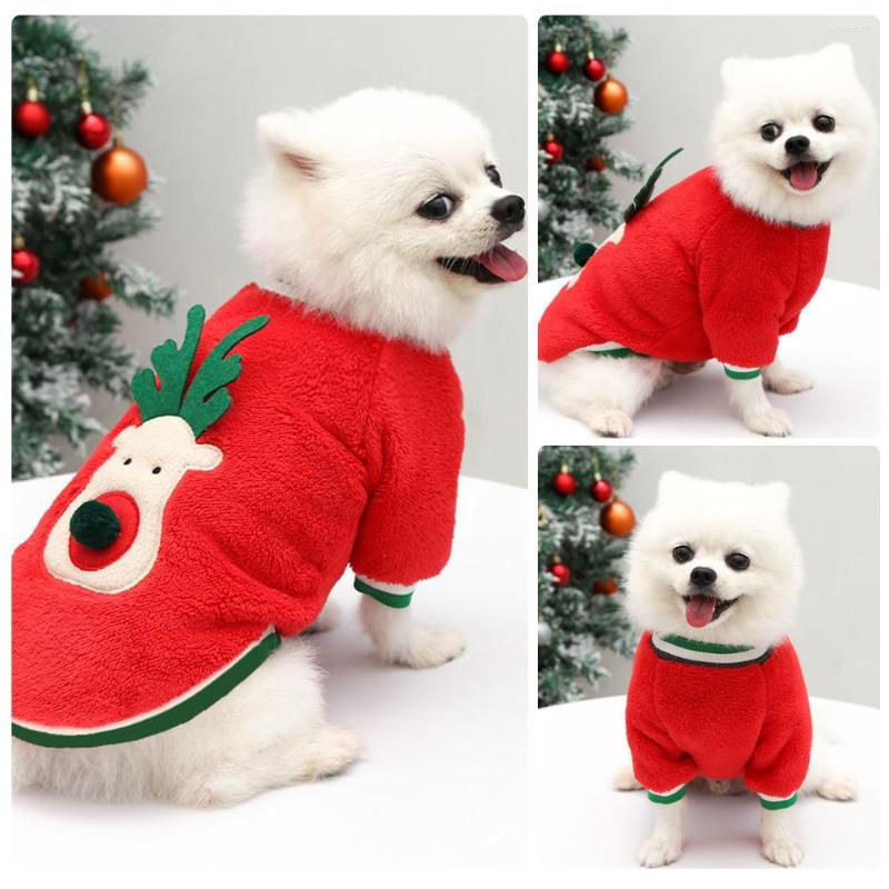 Dog Apparel Warm Christmas Pets Clothes For Small Dogs Winter Soft Fleece Sweater Cute Elk Print Pet Clothing Chihuahua Puppy Cat