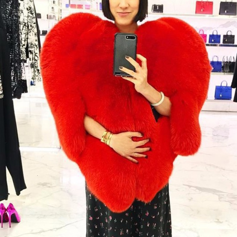 Women's Fur Faux IEFB / Autumn Winter Heart Pattern Personality O Collar Sleeveless Exaggeration Coat Women Fashion OB140 221123