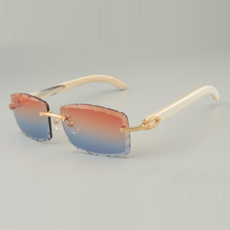 Buffs sunglass 8100915 with natural white horn legs and engraved colors and clear lens 56mm