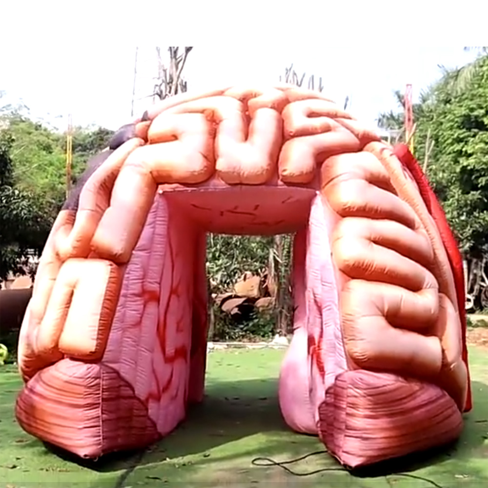 Lifelike 4m giant inflatable brain model colorful promotional fearful cerebrum tunnel tent for medical display