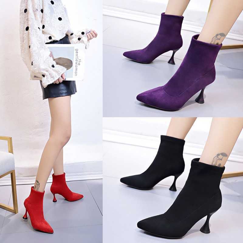 Boots 85Cm Ultra High Heel Short Autumn And Winter Stiletto Oversized Women Purple Suede Fashion Shoes J220923