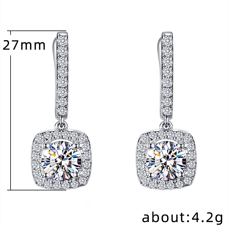 Square Cubic Zircon Diamond Earring Dangle Bling Designer Jewelry Silver Gold Crystal Drop Ear Rings for Women Fashion Fine Jewelry gift