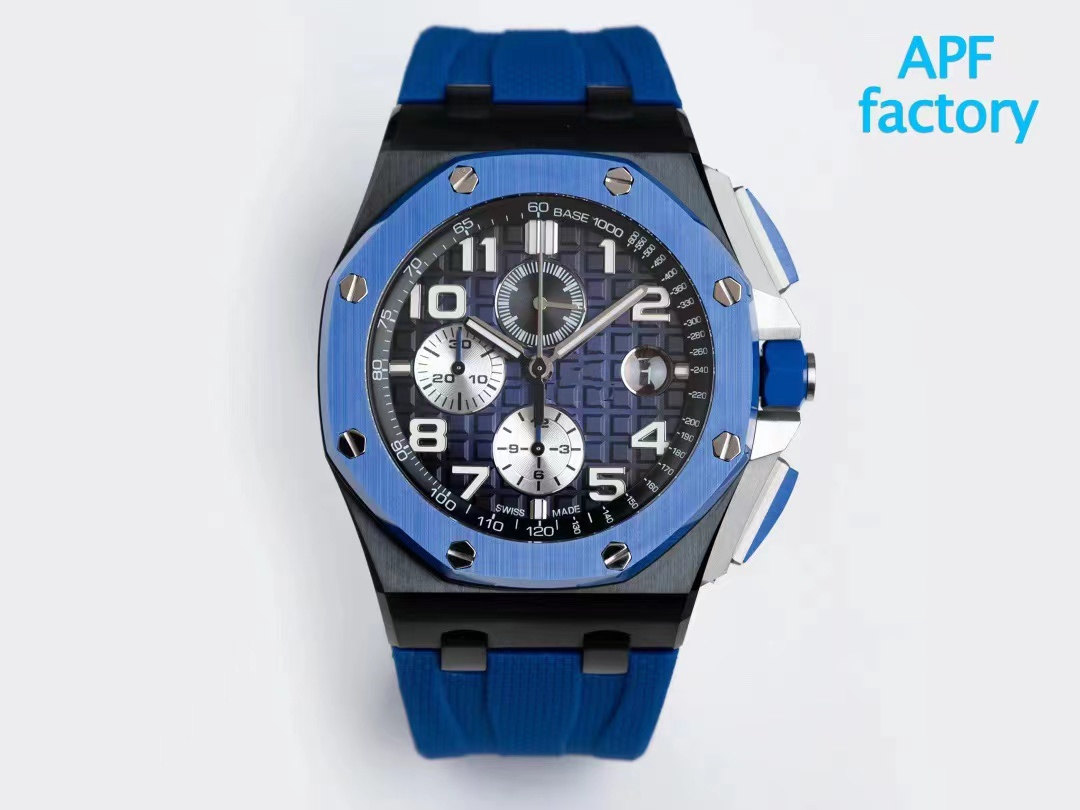 APF watch 26400 26405 Chronograph movement of Cal.3126 Ceramic material 44 MM Sapphire crystal glass waterproof Night light display, As shown
APF watch 26400 26405 Chronograph movement of Cal.3126 Ceramic material 44 MM Sapphire crystal glass waterproof Night light display, As shown