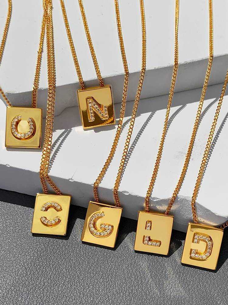 Deli Chains 14K Gold Necklace For Women Celi Saijia Diamond 26 Letter Womens In…