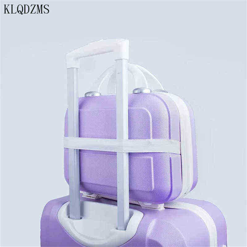 KLQDZMS British Style inch Rolling Luggage Set with Handbag Women Trolley Travel Suitcase Cosmetic Bag Wheels J220707