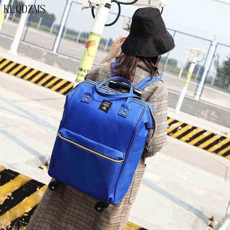 KLQDZMS women fashion luggage set trolley travel suitcase handbag Casual case bag wheels rolling J220707