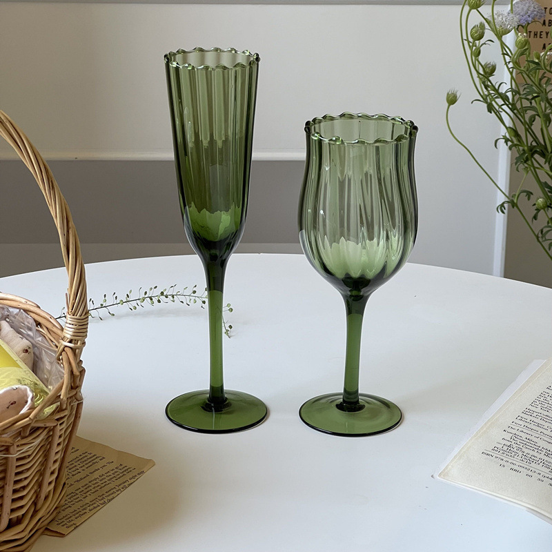 Wine Glasses Vintage Flower Shaped Cocktail Champagne Whisky Goblet Large Capacity Handmade Juice Wine Glass Cup Decor Home el Wine Cup R250425
