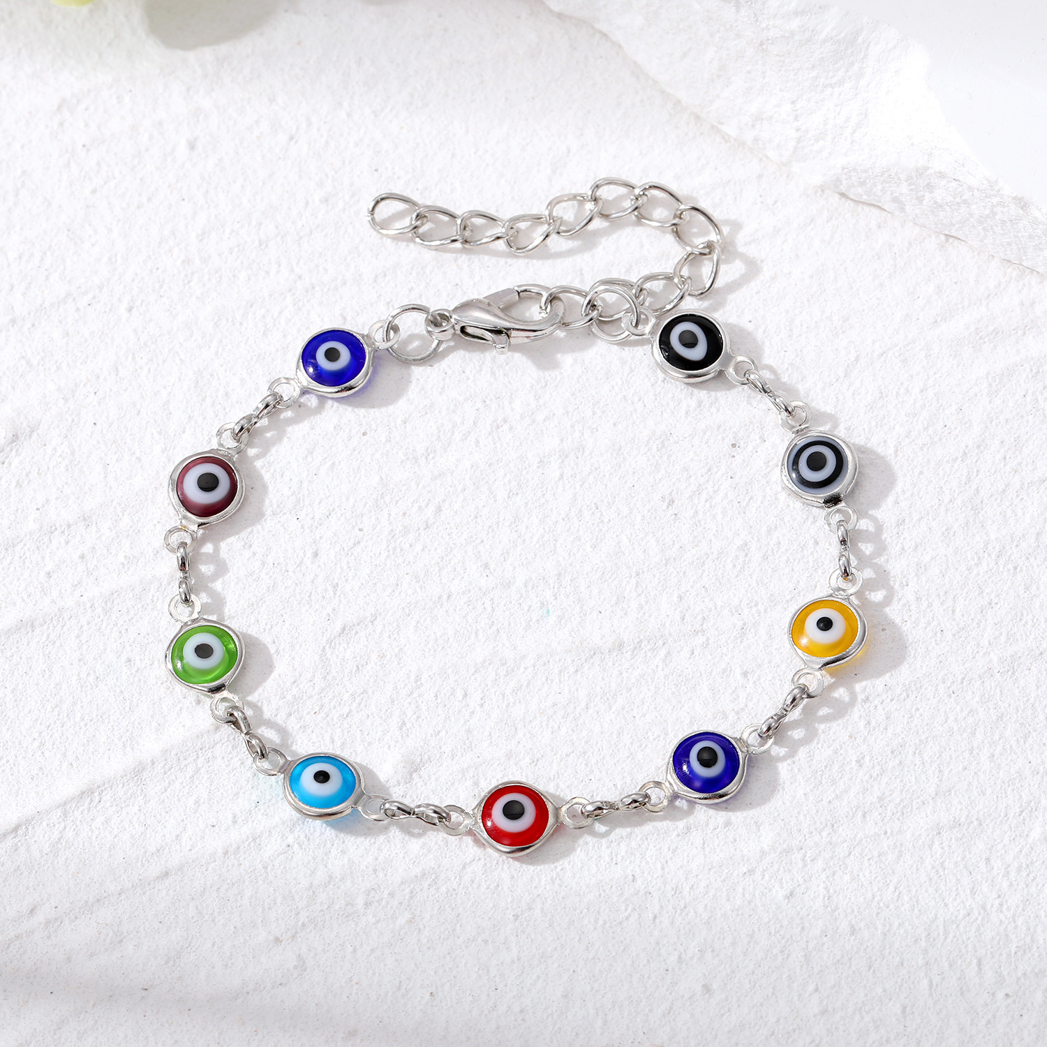 Turkish Evil Eye Bracelet Colorful Red Blue Eyes Lucky Bracelets for Women Link Chain Bracelet Jewelry
