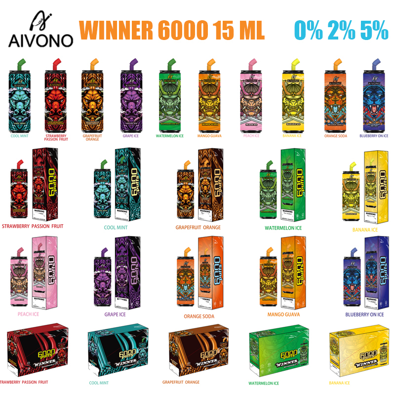 AIVONO AIM Winner 6000 Puff Vape Disposable E-cigarettes 15ml pods desechables 600Mah Rechargeable Battery Mesh Coil Authentic
AIVONO AIM Winner 6000 Puff Vape Disposable E-cigarettes 15ml pods desechables 600Mah Rechargeable Battery Mesh Coil Authentic