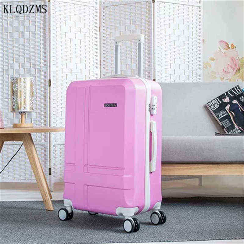 KLQDZMS British Style inch Rolling Luggage Set with Handbag Women Trolley Travel Suitcase Cosmetic Bag Wheels J220707