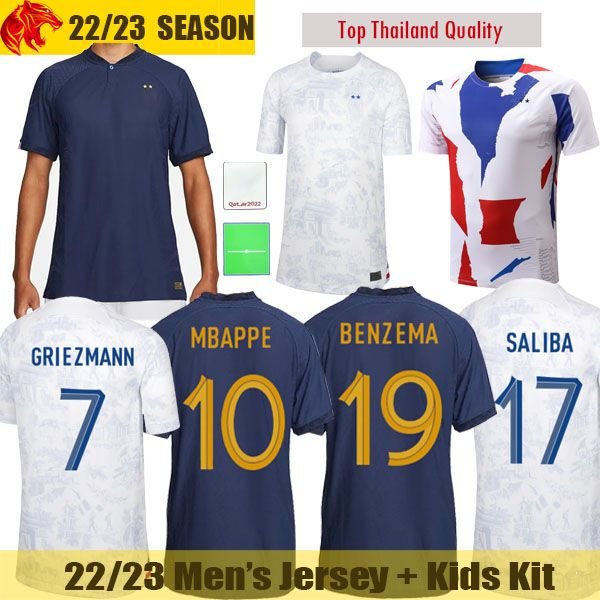 22 23 France Soccer Jerseys BENZEMA GRIEZMANN 2022 World 2023 MBAPPE cup POGBA GIROUD KANTE Maillot de Football Shirt DEMBELE BEN YEDDER VARANE Kids Kit thailand, Kids 2223 away
22 23 France Soccer Jerseys BENZEMA GRIEZMANN 2022 World 2023 MBAPPE cup POGBA GIROUD KANTE Maillot de Football Shirt DEMBELE BEN YEDDER VARANE Kids Kit thailand, Kids 2223 away