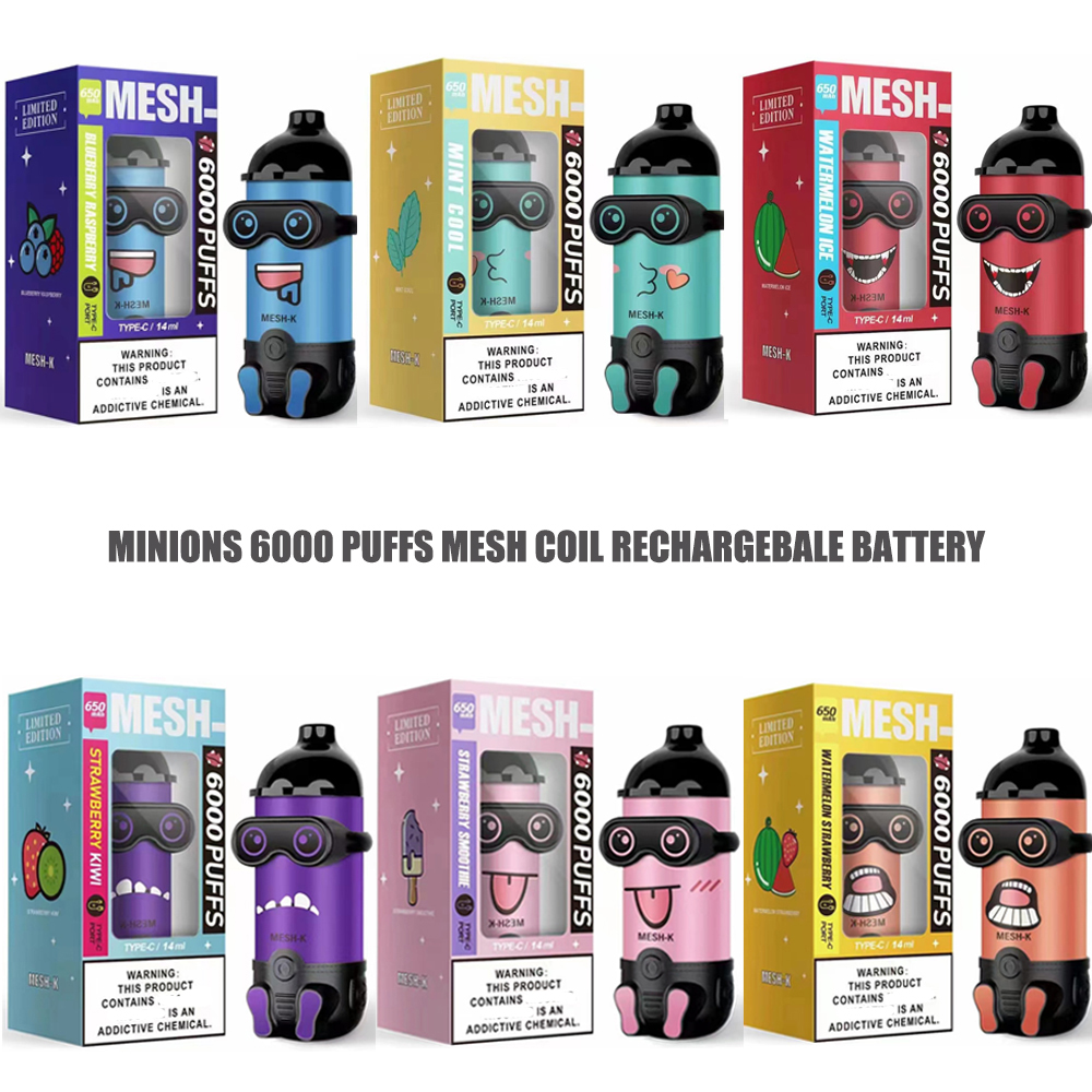 Minions E Cigarette Mesh Coil 6000 Puffs disposables vapes Puffbar 650mah rechargeable battery 50mg 6000 PUFFS Vape Pen Pods 12ml Pre-filled randm vaporizer
Minions E Cigarette Mesh Coil 6000 Puffs disposables vapes Puffbar 650mah rechargeable battery 50mg 6000 PUFFS Vape Pen Pods 12ml Pre-filled randm vaporizer