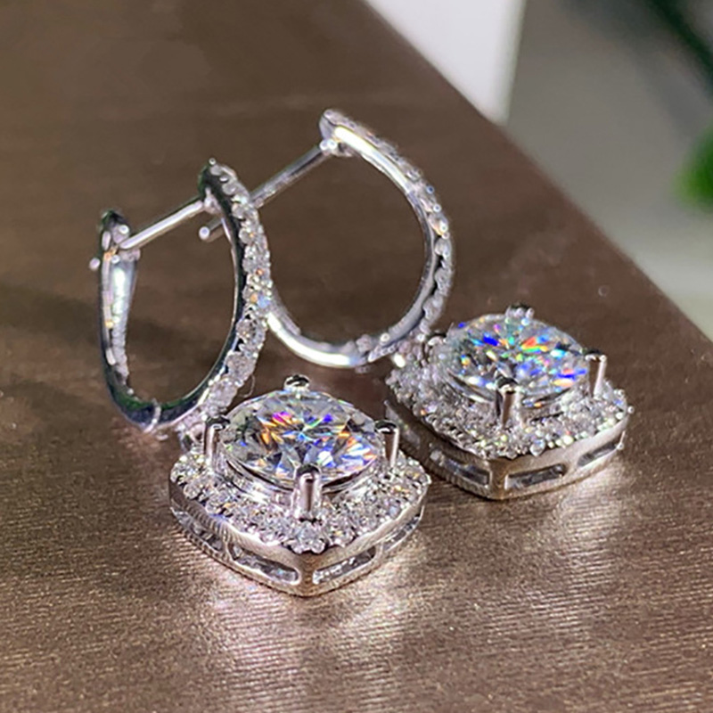 Square Cubic Zircon Diamond Earring Dangle Bling Designer Jewelry Silver Gold Crystal Drop Ear Rings for Women Fashion Fine Jewelry gift