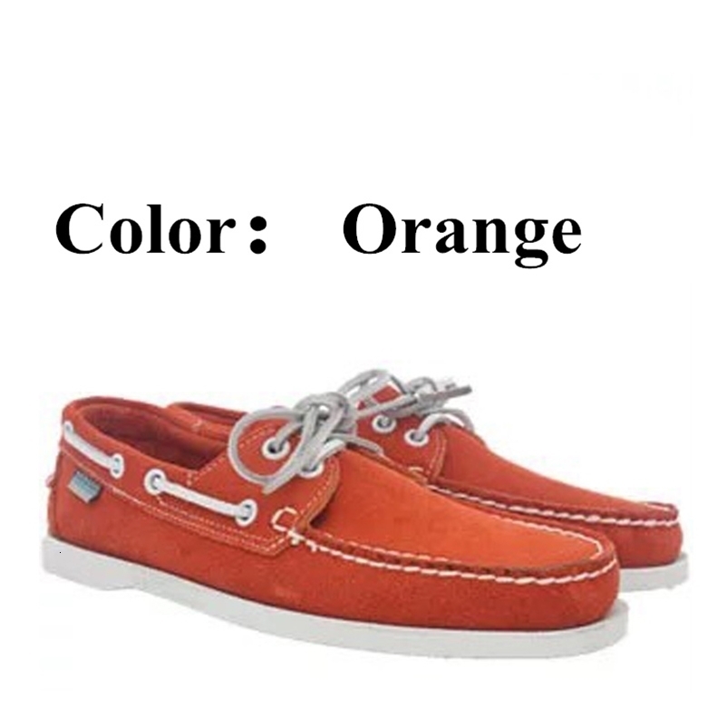 Dress Shoes Men Genuine Nubuck Leather Docksides Casual Boat Brand Designer Flat Loafers For Homme Femme Orange Color X130 221123
Dress Shoes Men Genuine Nubuck Leather Docksides Casual Boat Brand Designer Flat Loafers For Homme Femme Orange Color X130 221123