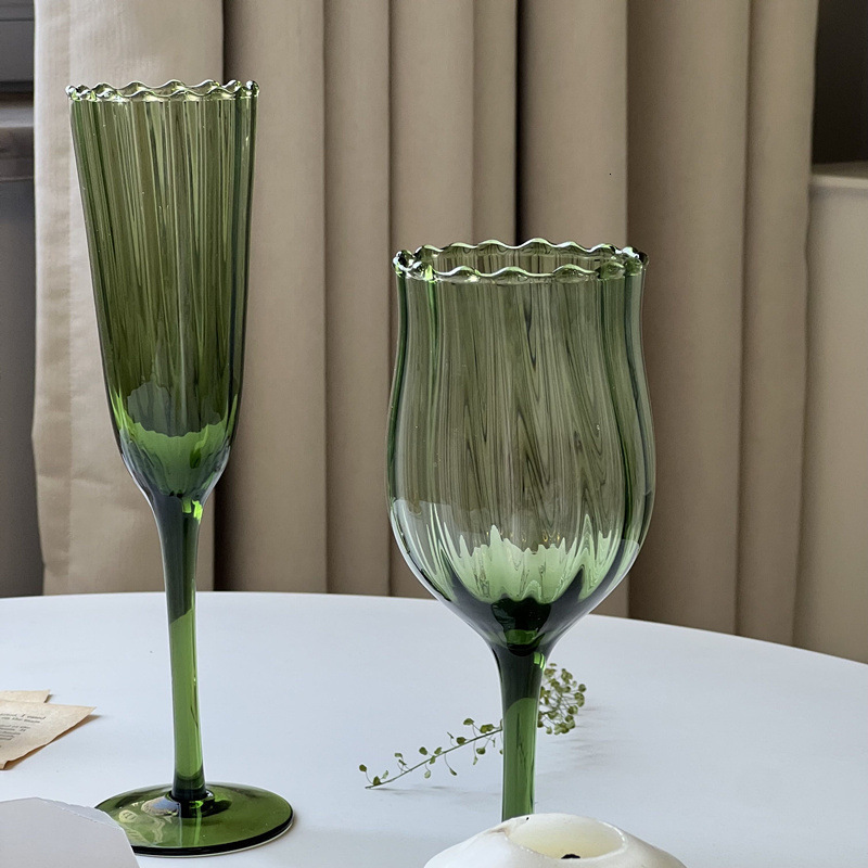 Wine Glasses Vintage Flower Shaped Cocktail Champagne Whisky Goblet Large Capacity Handmade Juice Wine Glass Cup Decor Home el Wine Cup R250425