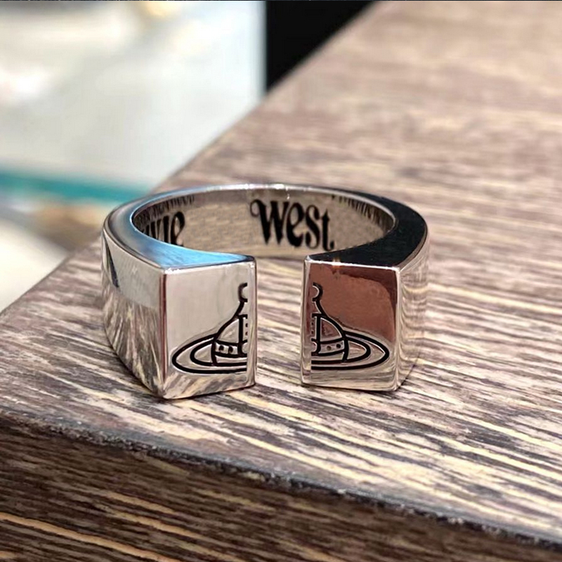 Cute Saturn Open Ring with Stamp Women Planet Letter Finger Rings for Gift Party Fashion Jewelry