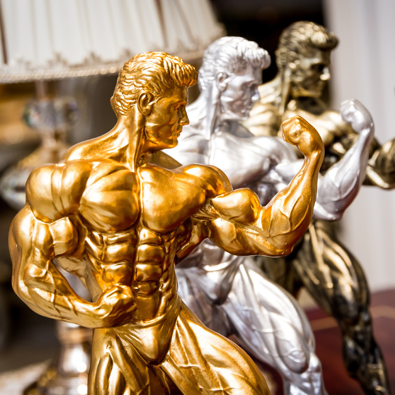 Decorative Objects Figurines Fitness Muscle Man Sets Up Bodybuilding Sports Competition Trophies Boxing Figures Statues Sculptures Gym Decorations Gif