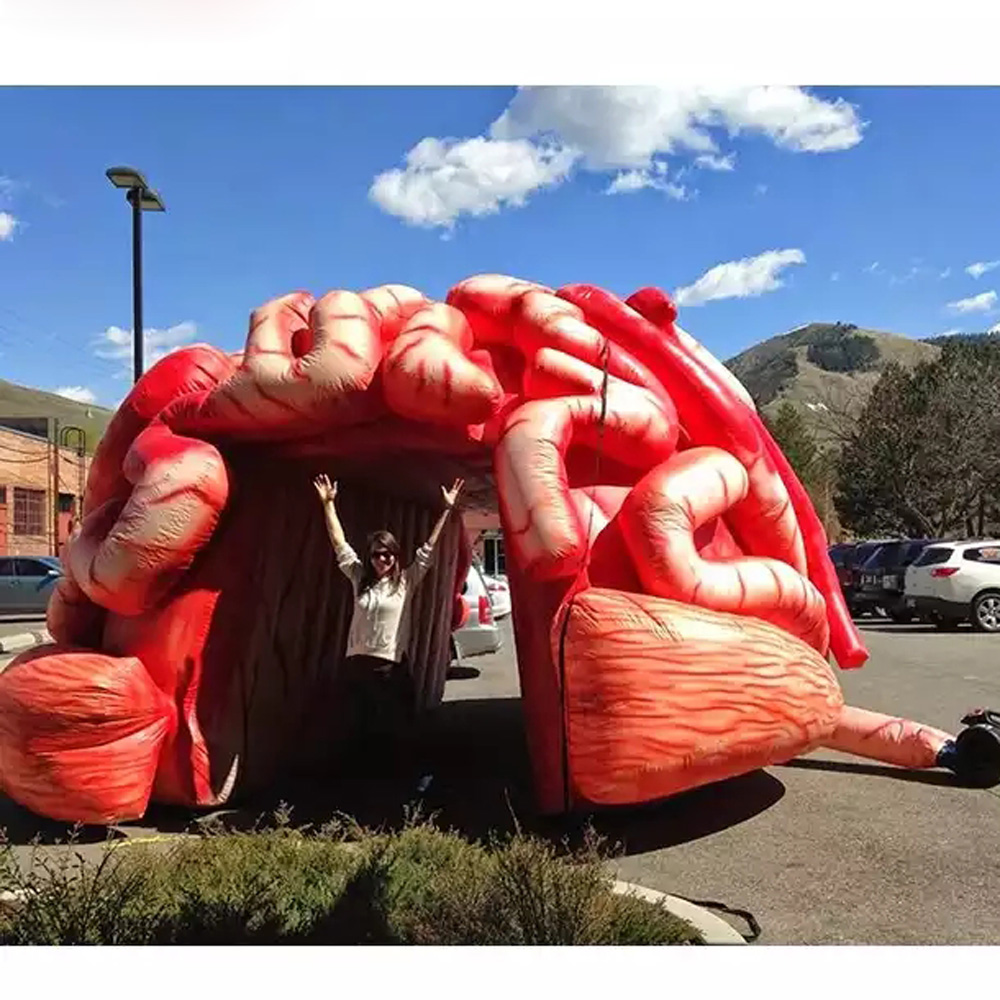 Lifelike 4m giant inflatable brain model colorful promotional fearful cerebrum tunnel tent for medical display