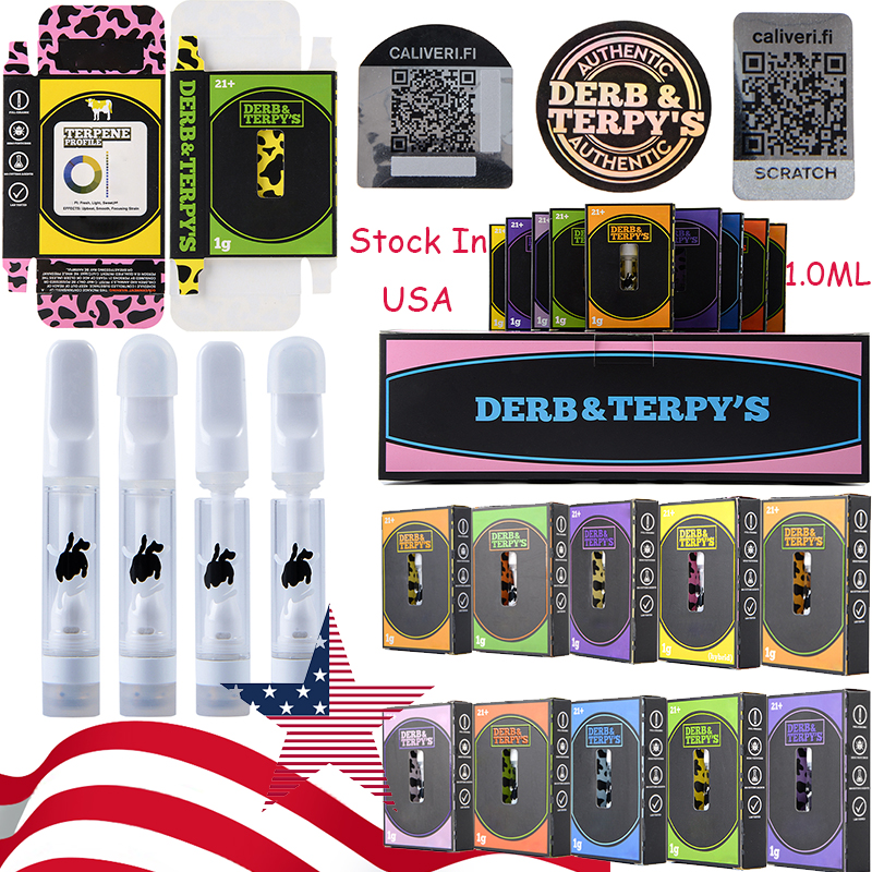 STOCK In USA Derb And Terpys Atomizers 1.0ml Vape Cartridge E Cigarettes Ceramic Coil Empty Carts 510 Thread Fit Thick Oil Wax 10 Strains With Box Package 500pcs/Lot
STOCK In USA Derb And Terpys Atomizers 1.0ml Vape Cartridge E Cigarettes Ceramic Coil Empty Carts 510 Thread Fit Thick Oil Wax 10 Strains With Box Package 500pcs/Lot