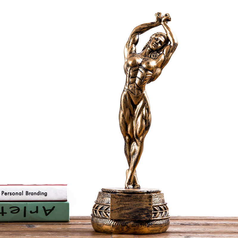 Decorative Objects Figurines Fitness Muscle Man Sets Up Bodybuilding Sports Competition Trophies Boxing Figures Statues Sculptures Gym Decorations Gif