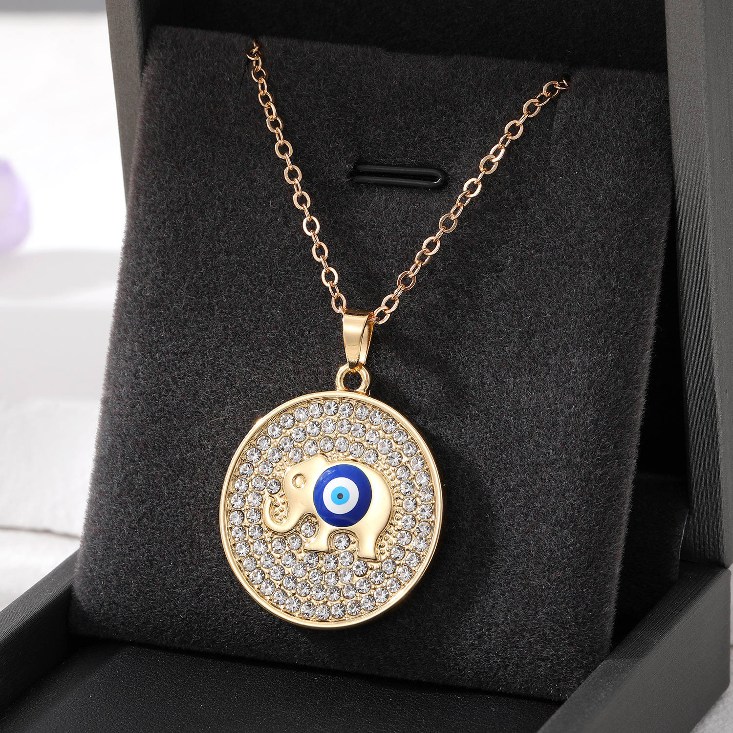 Turkey Evil Eye Necklace Bling Lucky Blue Eye Elephant Fatima Hand Pendant necklaces Women Men Jewelry