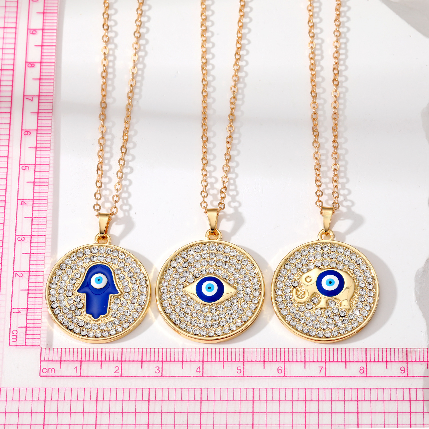 Turkey Evil Eye Necklace Bling Lucky Blue Eye Elephant Fatima Hand Pendant necklaces Women Men Jewelry