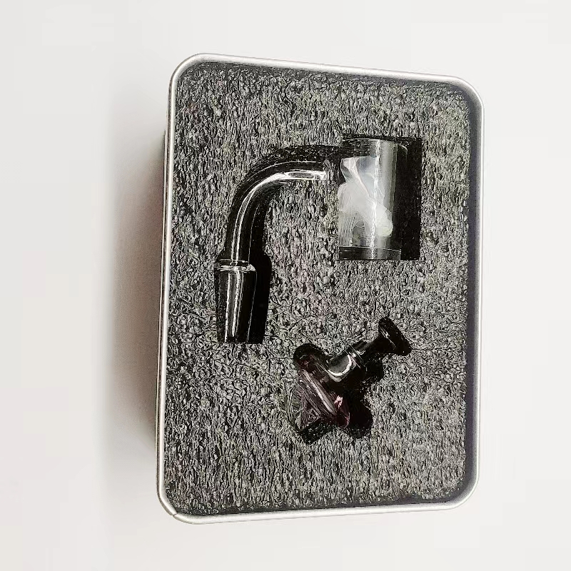 Dia. 25Mm 2Mm Thick Smoking Joint 10 14 18mm Bucket Quartz Banger Nail Set With 2 Pcs 6Mm Dia Luminous Beads And Spinning Carb Cap