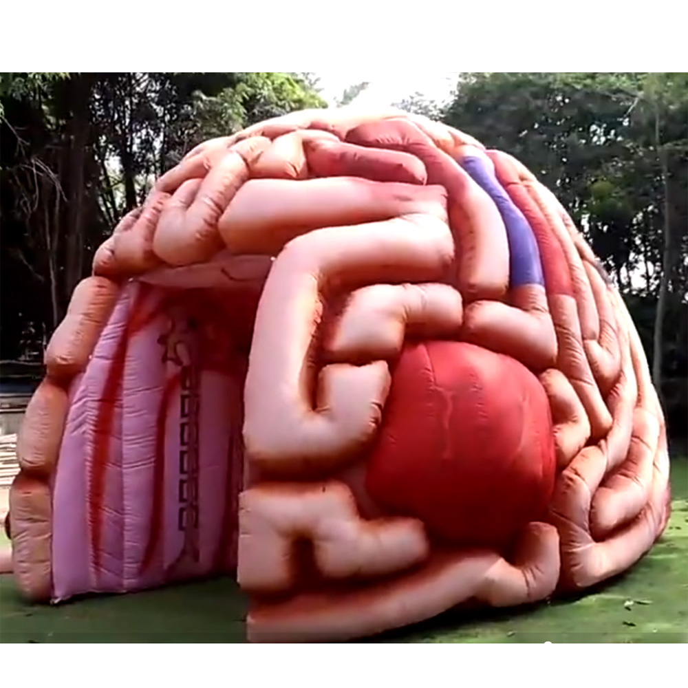 Lifelike 4m giant inflatable brain model colorful promotional fearful cerebrum tunnel tent for medical display