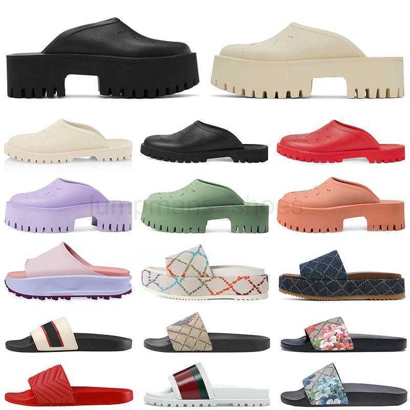 2022 GGity Slipper Luxury Designer Slide Sandals Womens Platform Perforated Sandal Gear Bottoms Slippers Flowers Printing Denim Fabic Em huP