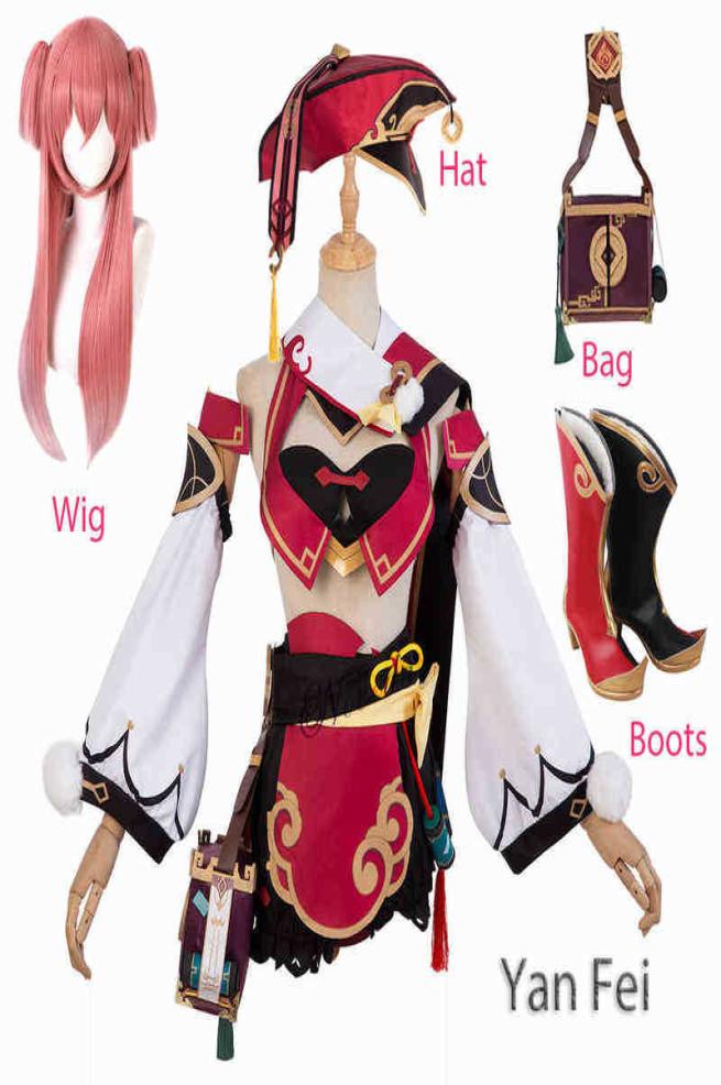 Anime Costumes Genshin Impact Cold Yan Fei Cosplay Wig Shoes Bag Yanfei Dress Halloween Party Game Clothes For Women Girls Anime S 
Anime Costumes Genshin Impact Cold Yan Fei Cosplay Wig Shoes Bag Yanfei Dress Halloween Party Game Clothes For Women Girls Anime S