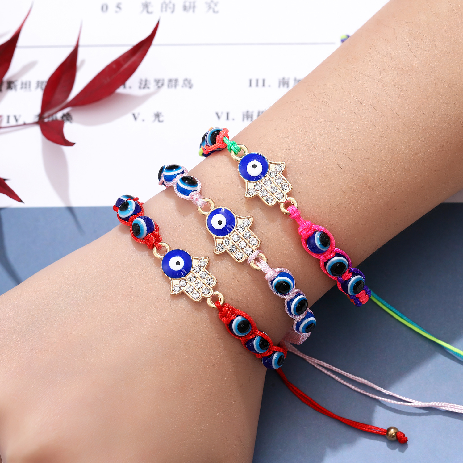 Lucky Blue Turkey Evil Eye Bracelet Handmade Rope Woven Fatima Hand Bracelets Woman Men Jewelry