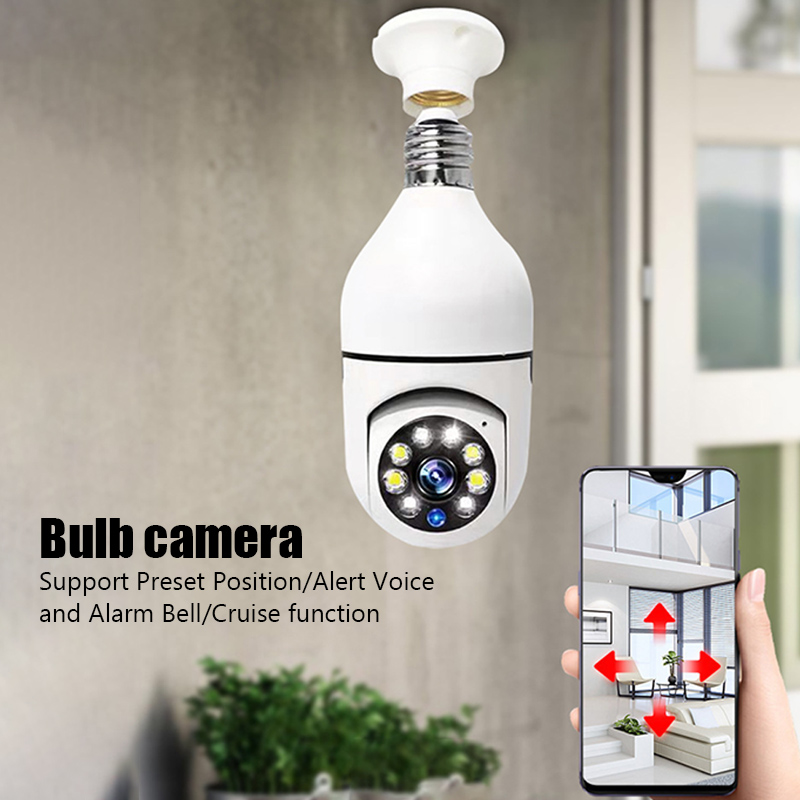 E27 Bulb Wireless Surveillance Camera 5G Wifi Night Vision Auto Human Tracking Home Panoramic Video Security Protection Monitor